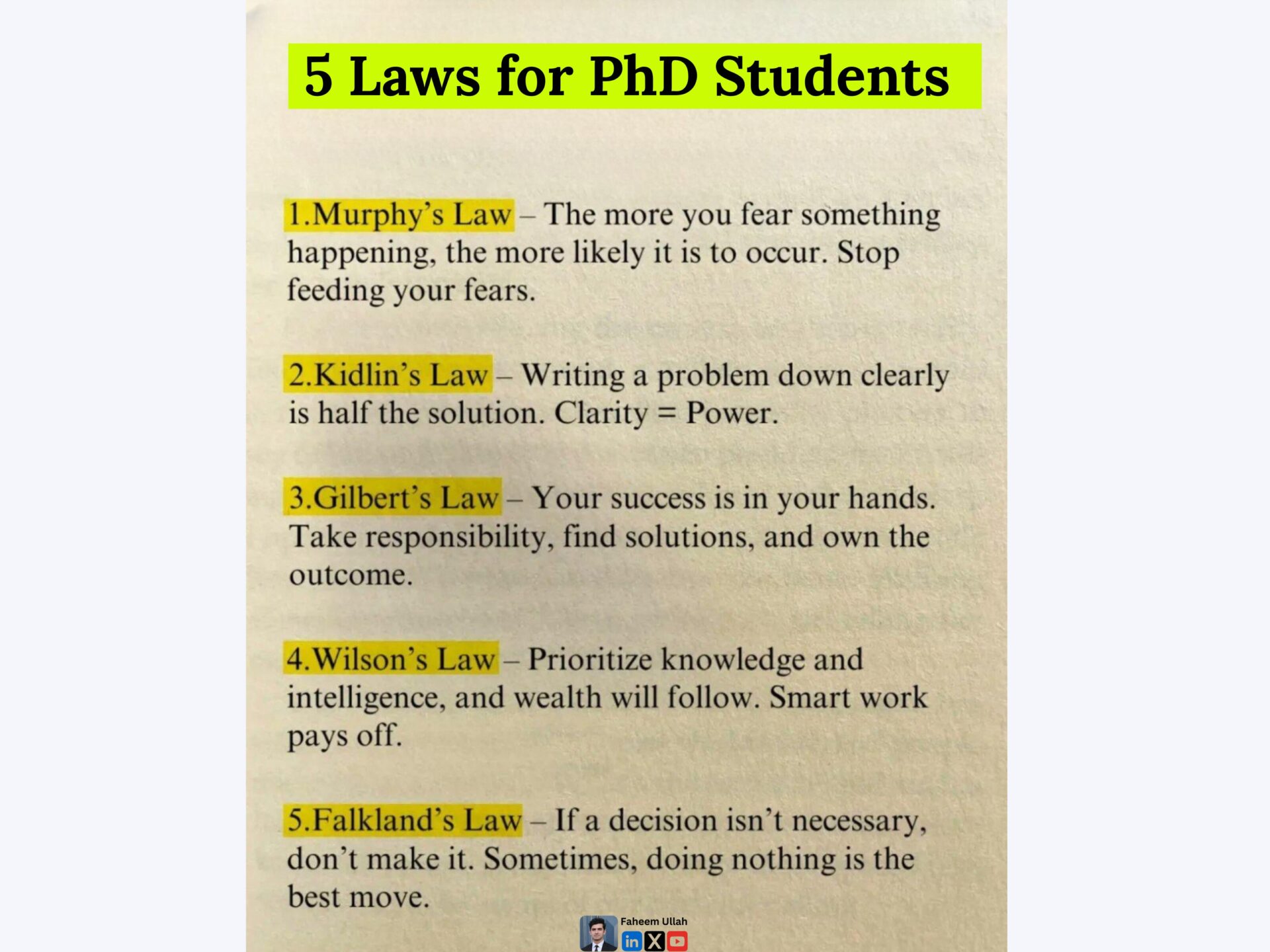5 Laws for PhD Students