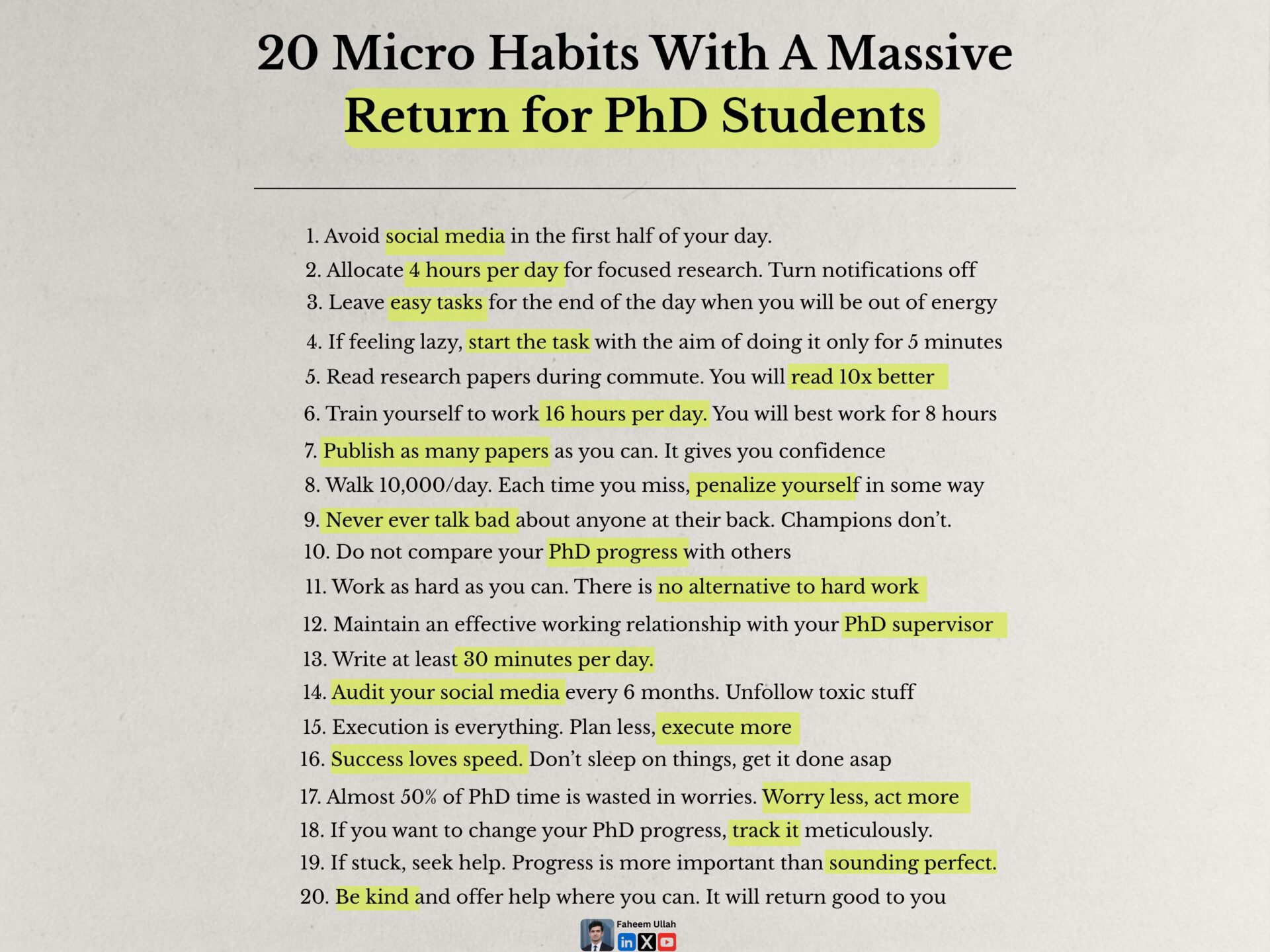 20 Micro Habits With A Massive Return for PhD Students